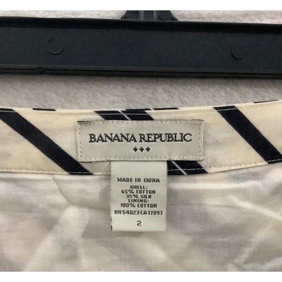 Banana Republic Factory Cotton Silk Blend Pleated Striped A-Line Skirt Women 2 - Picture 2 of 7
